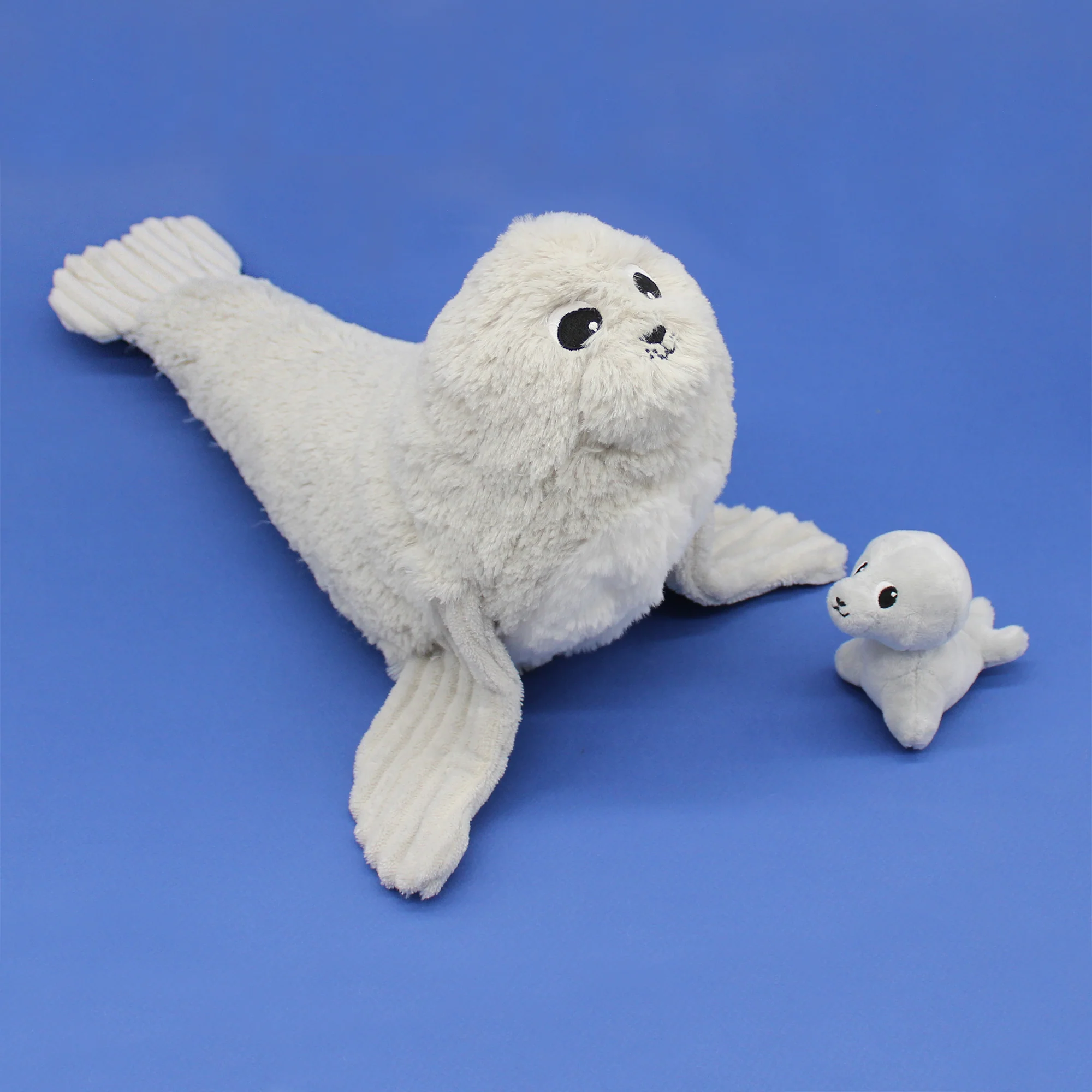 LES PTIPOTOS | Peluche otarie Ploufou maman et son bébé gris clair