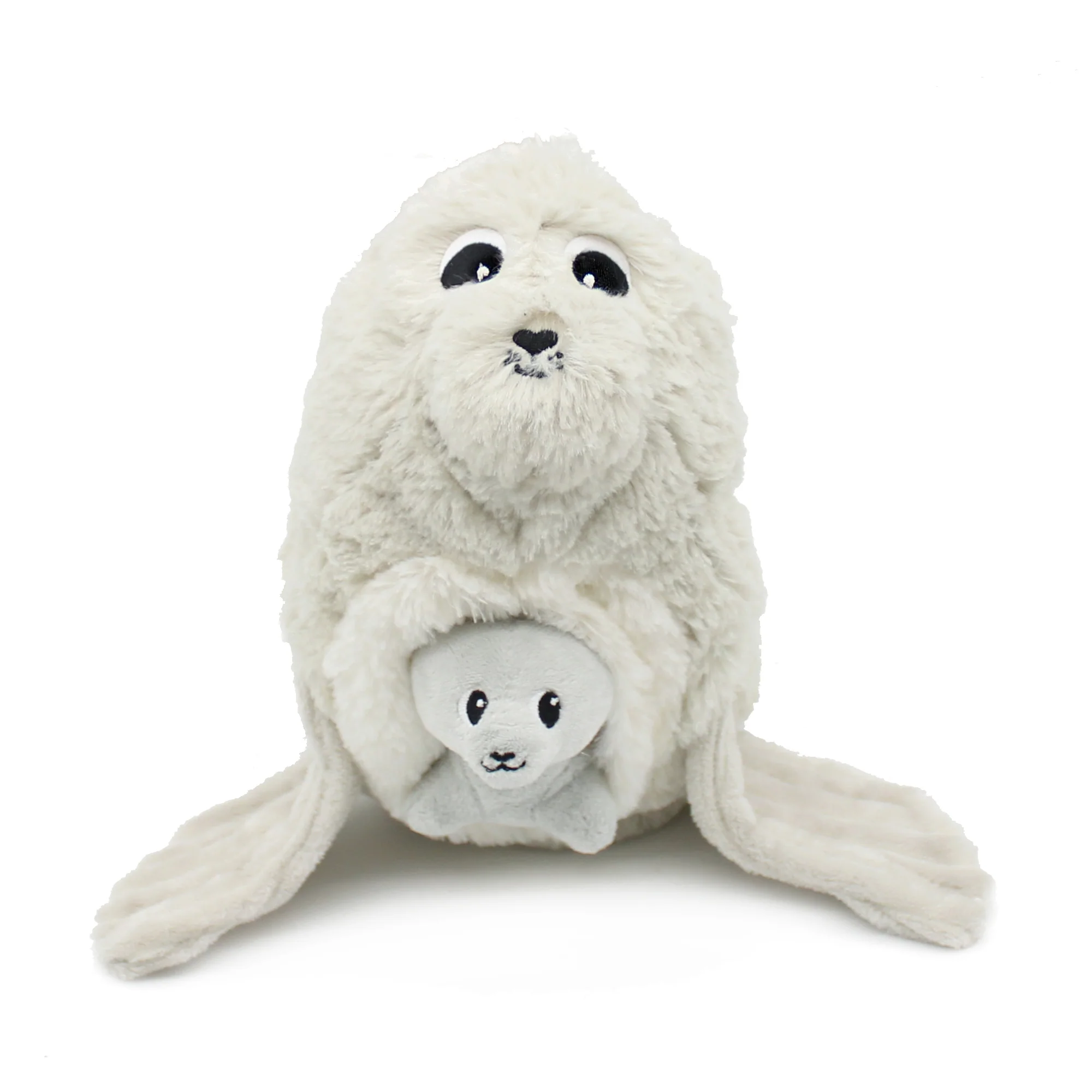 LES PTIPOTOS | Peluche otarie Ploufou maman et son bébé gris clair